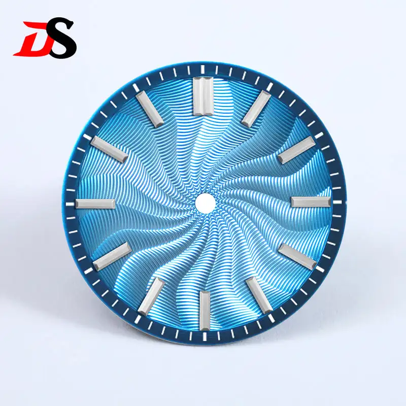 Enhanced Sterling Guilloche Watch Dial - Ice Blue & Smoky Purple, 28.5mm