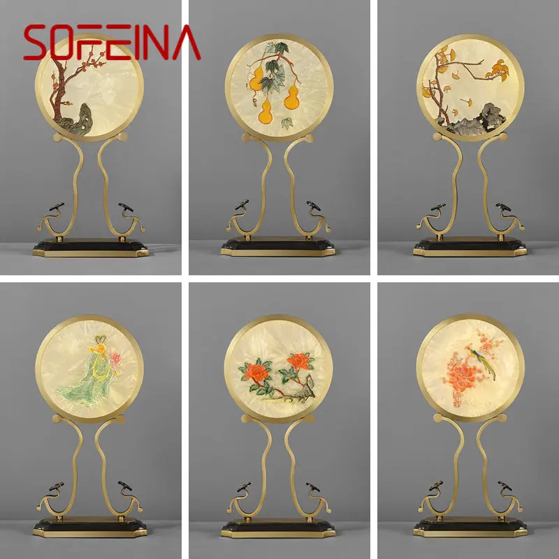 

SOFEINA Chinese Simple Table Lamp Vintage Brass LED Desk Light Creative Design for Home Bedroom Living Room Bedside Decor