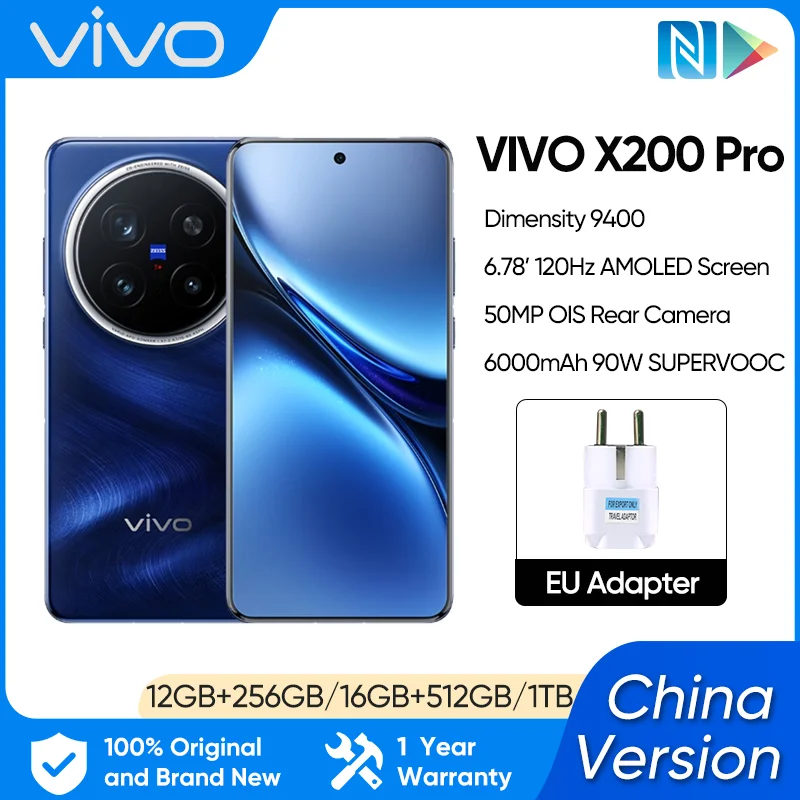 ChinaVersionVIVOX200PRO5GDimensity9400CPU6.78inchAMOLED120HZScreen6000mAh90WFlashChargerOTANFC50MPcamera-AliExpress509