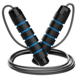 Adjustable Tangle - Free Steel Wire Jump Rope for Fitness and Home Workouts (Blue)
