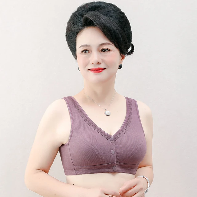 Middle-Aged and Elderly Women Sexy Bra Front Buckle Skin-Friendly and Soft  Fabric Ladies Lingerie - China Women's Vest and Women Lingerie price