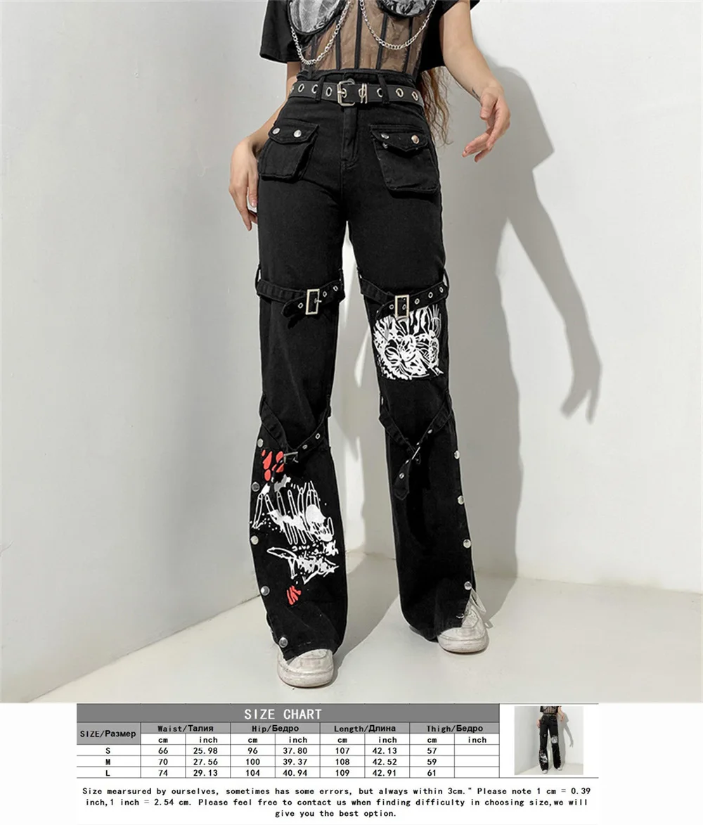 Emo Dark Cyber Y2k Pants Hippie Cargo Bodycon Gothic Punk Alt