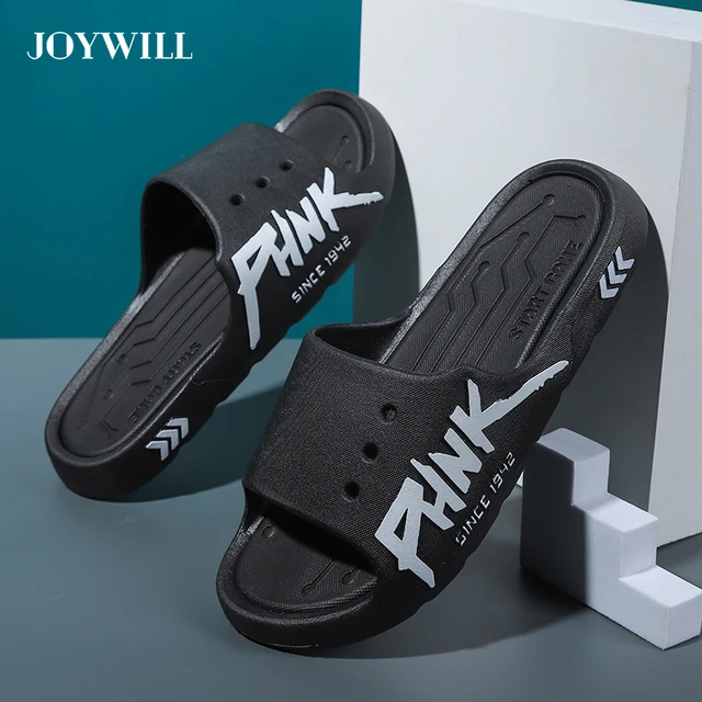 JOYWILL PVC Men's Slippers Soft Comfortable Slippers Indoor House Beach  Sandals For Summer Men Home Flip Flops Platform Shoes