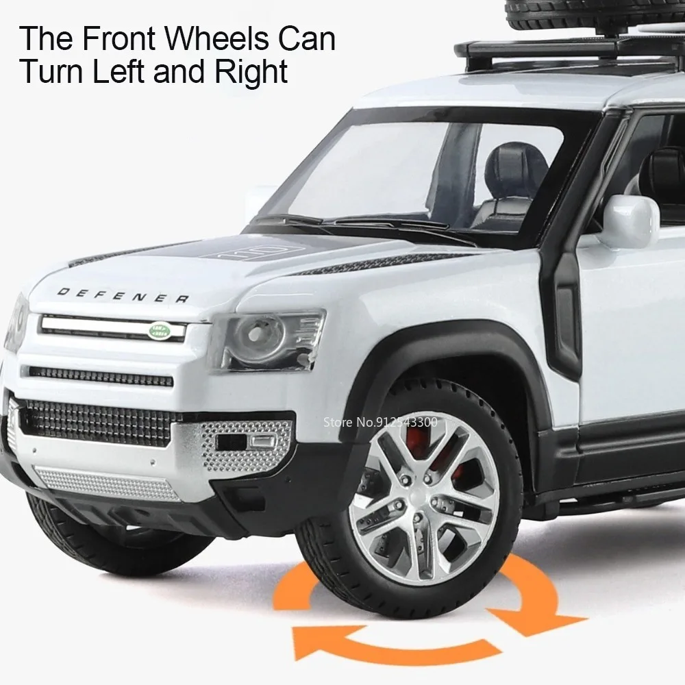 1:24 Land Rover DEFENDER Toy Car with Sound, Light & Shock Absorption Features