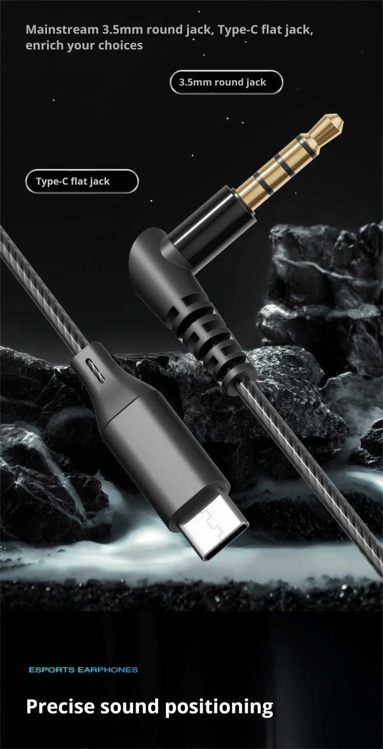 Écouteurs intra-auriculaires EARDECO HIFI 3,5 mm et USB-C avec câble détachable, pour le jeu et le sport, avec basses surround 9D._voghion.com