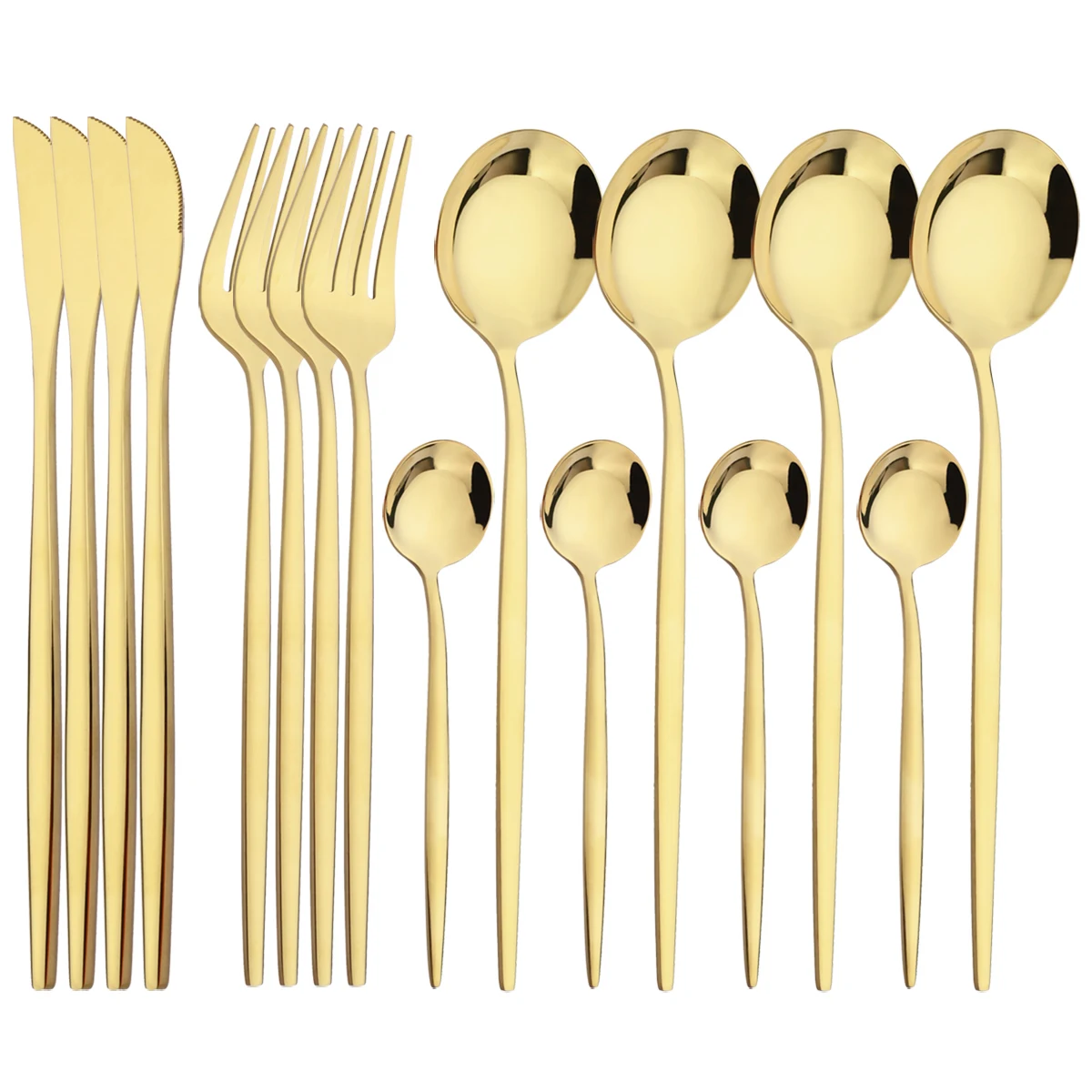 ロイヤルスプレンダー ゴールドカラー デザートスプーン セット 8本入り 日本製 16Pcs Tableware Dinnerware Set Black Gold Cutlery Set