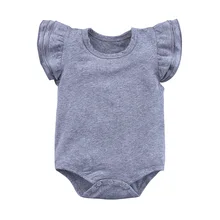 

New Born Baby Girl Boy Romper Summer Casual Solid Ruffled Bodysuits for Infants Cotton Short Sleeve Kids Clothes Girls Costumes