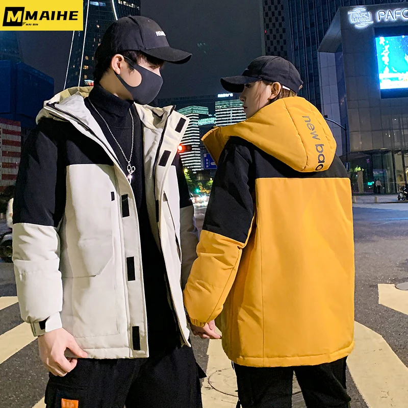 -30 long down jacket men's and women's winter clothing hooded windproof white duck down cargo bread coat men's travel ski jacket