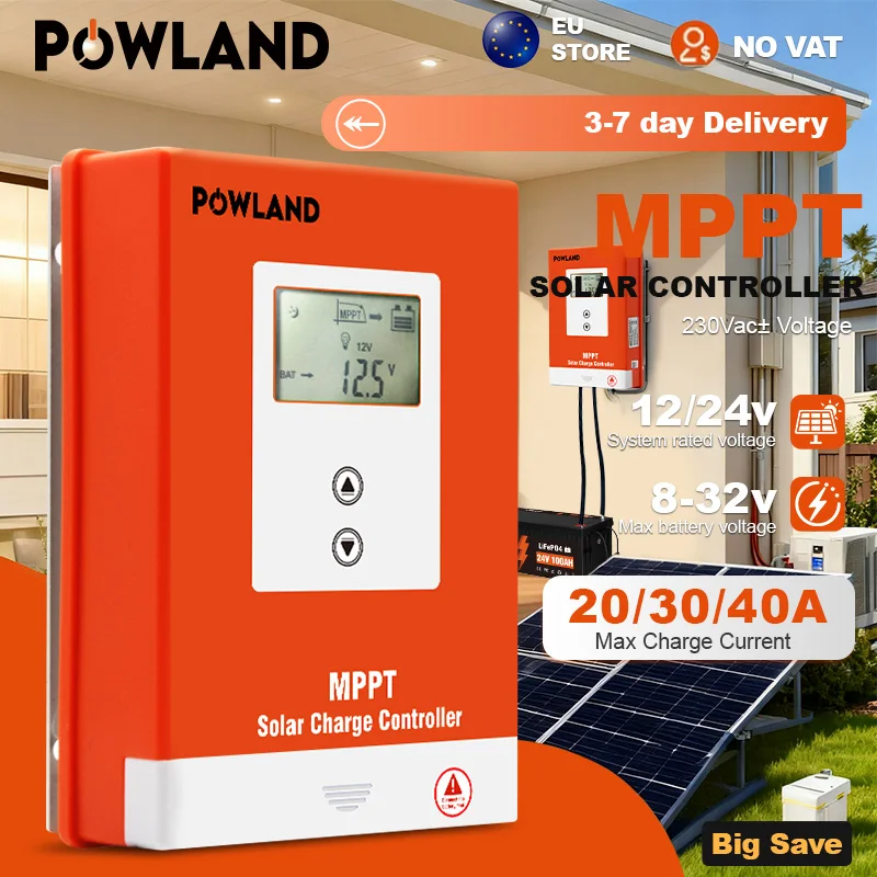 POWLAND 20A 30A 40A MPPT Solar Charge Controller 12V 24V Auto Solar ...