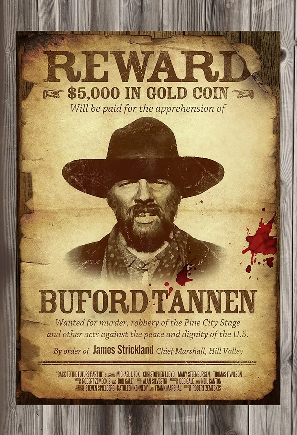Gatsbe Vintage Tin Sign - Back to the Future Buford Tannen Wanted Poster