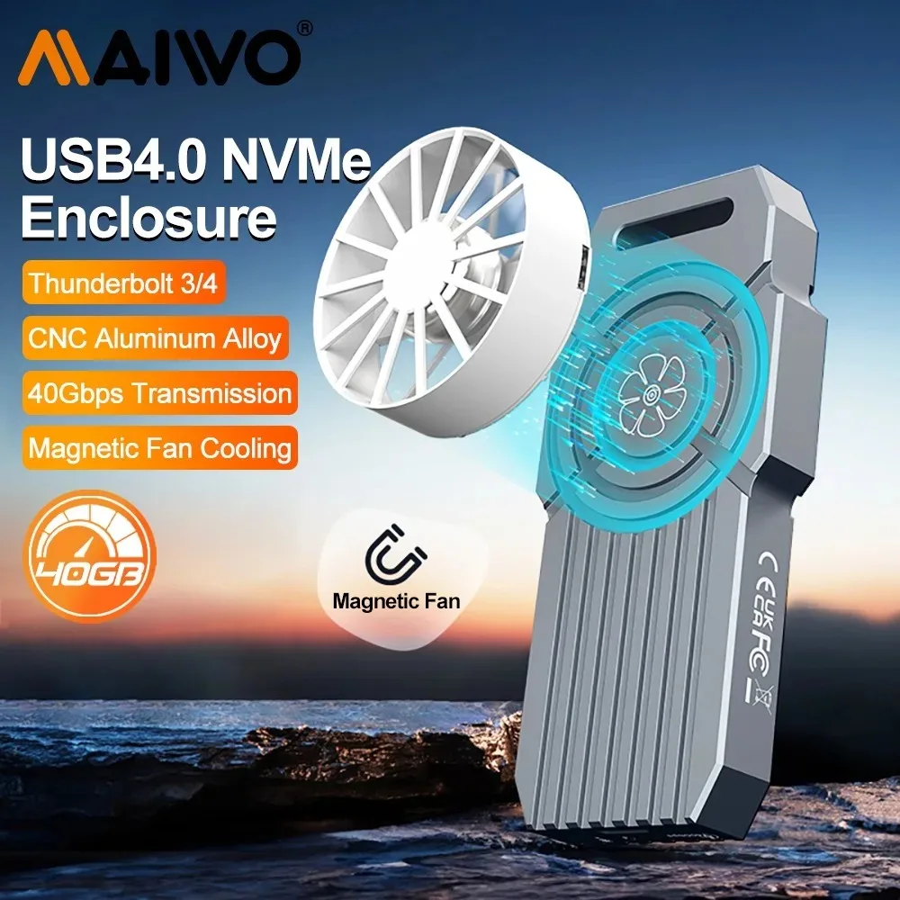 Maiwo Usb4 Nvme M.2 Ssd Enclosure 40Gbps Alluminio M2 Custodia Esterna Compatibile Con Thunderbolt 4 Type-C Nvme M.2 Ssd Case