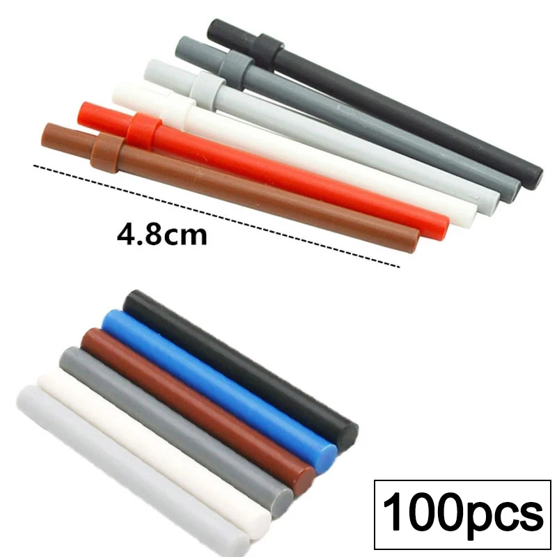 100PCS MOC Assembles Particles Bricks Bar 6L Stop Ring Building Blocks Parts