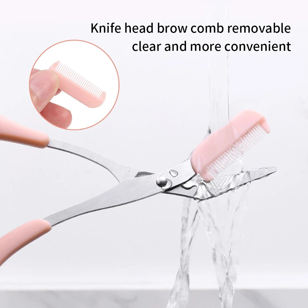 2Pcs Eyebrow Scissors with Comb Professional Precision Eyebrow Trimmer Set Eyebrows Razor Eyebrow Grooming Kit Hair Removal Tool 4