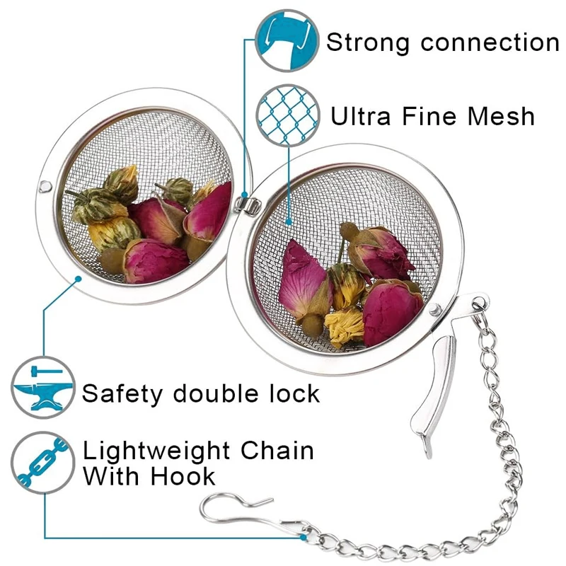 Stainless Steel Tea Infuser Sphere Locking Spice Tea Ball Strainer Mesh Infuser Filter Strainers 1-5pcs Kitchen Accessories tea infuser tea strainer tea filter
