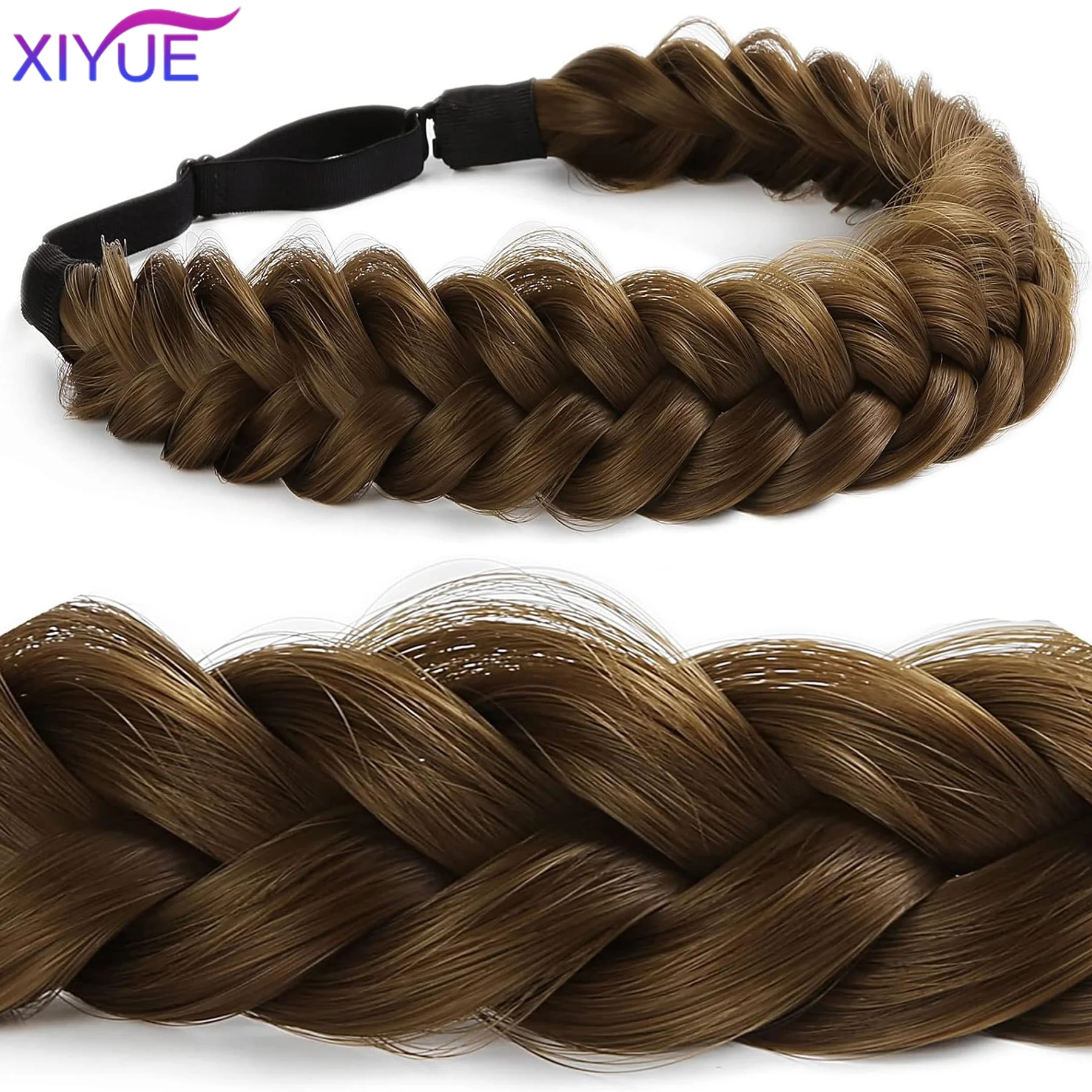 XIYUE S-noilite Synthetic Fishbone Braids Twist Elastic Hair Headband With Adjustable Belt Woman Hair Style Braided Headband Hai