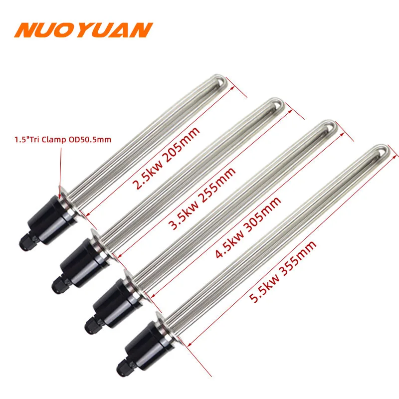 220v Electric Heating Element 1.5" Tri Clover SUS304 Immersion Tubular Water Heater for Brewing