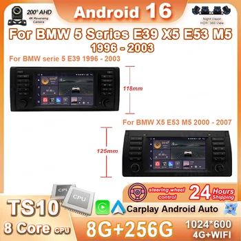 Autoradio Android Auto da 7 pollici con GPS e navigazione per BMW Serie 5 E39 X5 E53 M5 1996-2003, lettore multimediale video 4G WIFI, non 2 Din