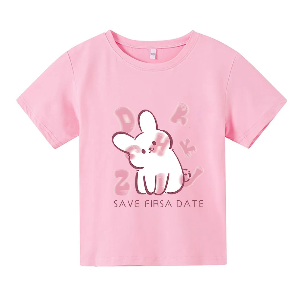 

Children Short Sleeve T-shirts for Girl Cute Rabbit Bunny Printed Baby Kids Tops 2-12 Years Baby T Shirts Toddler Boys Clothes