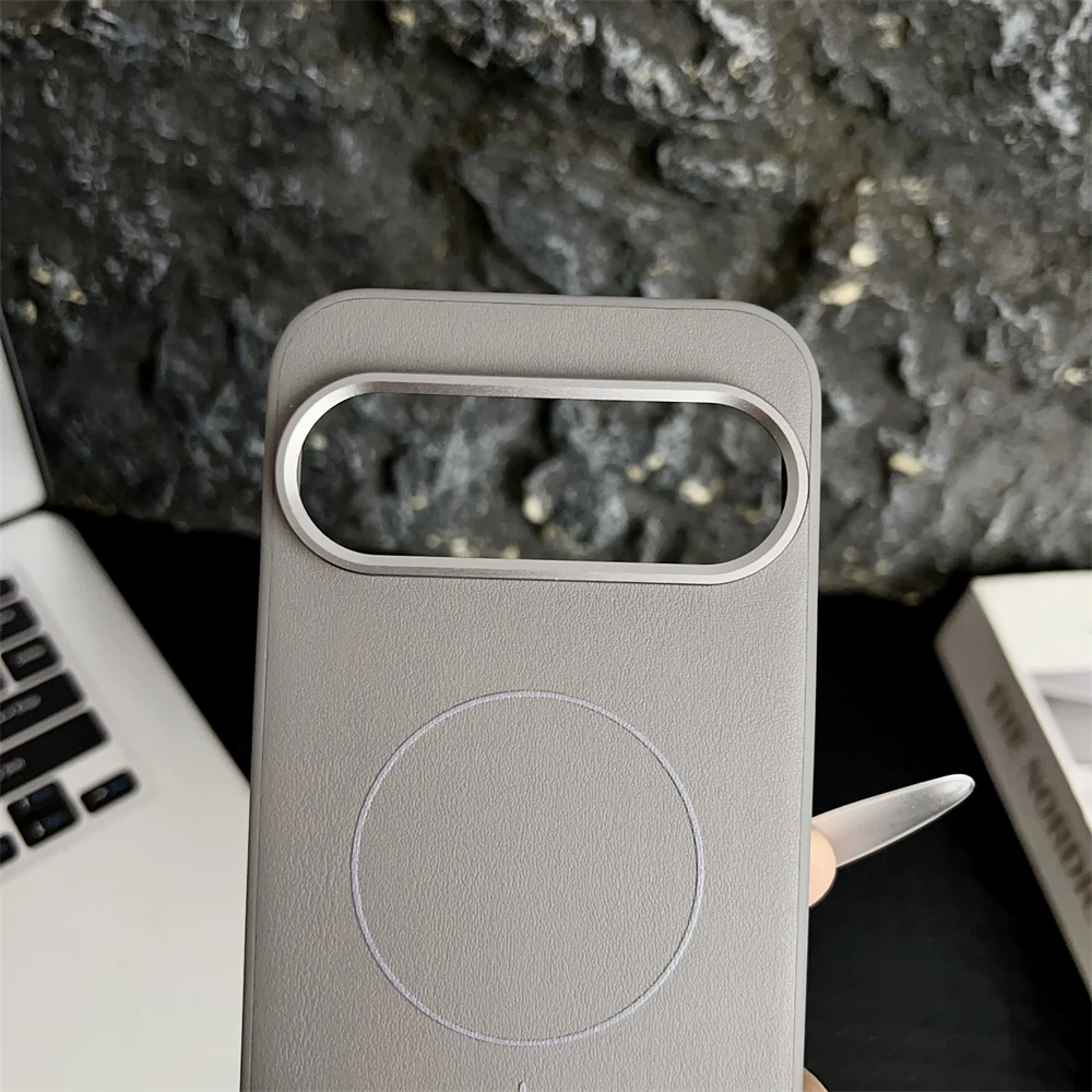 Magnetic Armor Matte Retro Leather Phone Case with Magsafe-Compatible Thin Cover