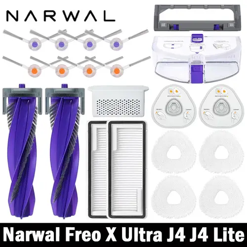 Narwal Freo X Ultra / J4 / J4 Lite Robot Vacuum Spare Parts Main Side Brushes Mop Cloths HEPA Filters Accessories