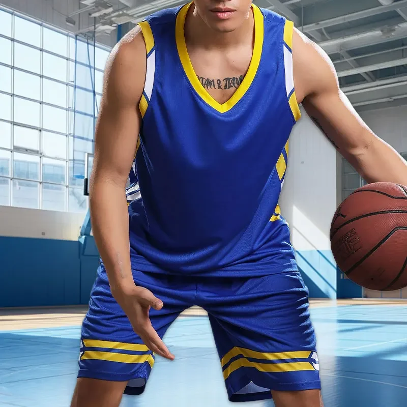 2pcs Set Men's T-shirt+Shorts Basketball Football Short Sleeve Tee Running Sports Clothes Fitness Tracksuits Athletics Plus Size men sports suit basketball training clothes