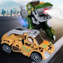 Voiture de dinosaure transformable avec lumière LED, musique électronique, Spray, modèle de dinosaure, jouets éducatifs pour garçons 