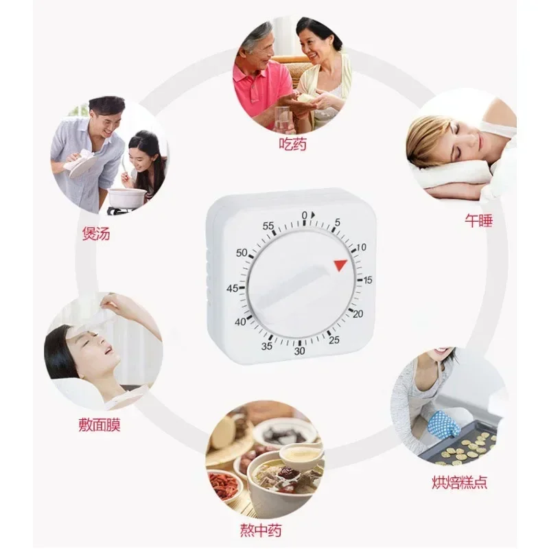 

Kitchen Timer 60 Minutes Count Down Alarm Reminder White Square Shape Mechanical Timer Mechanical Magnetic Timer Kitchen Gadgets