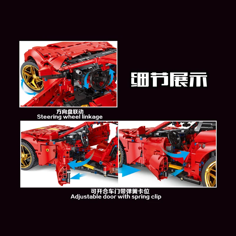 IN STOCK 1:8 MOC Technical Remote Control Sports Car 812 Building Blocks Bricks Assembling Model Toys for Boys Birthday Gift Set