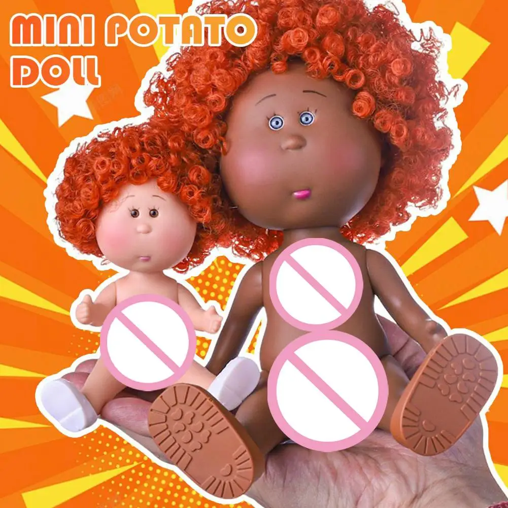 14cm 미니 감자 인형 5개 관절 가동 DIY 비닐 귀여운 인형 장난감 곱슬머리 14cm 콩눈 비닐 인형 어두운 피부 드레스업 인형 장난감