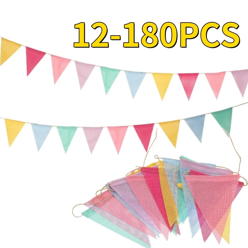 Colorful Rainbow Pennant To Decorate Mexican Pastel Colored Pennants Hanging Child Banner Birthday Garland School 4M 12-180PCS birthday banner party decorations