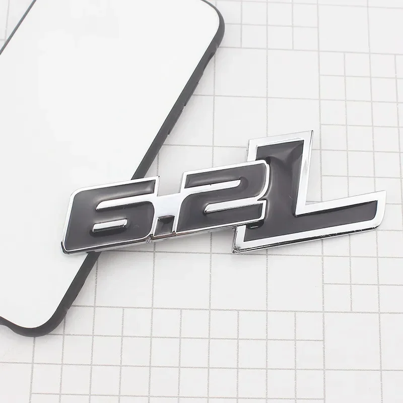 자동차 리어 부트 트렁크 엠블럼 배지 스티커, 3D 메탈 6.2L 로고, 포드 랩터 F150 허머 H2 쉐보레 C7 카마로 닷지 챌린저용