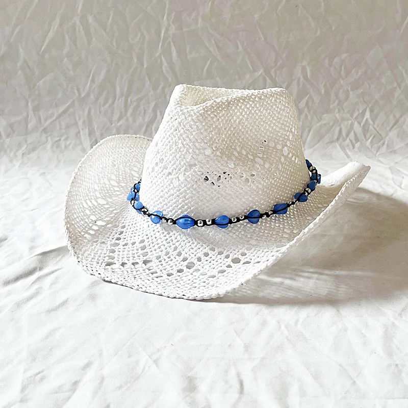 Hot Sale 2024 New Spring and Summer Hand-knitted Outdoor Travel Beach Unisex Western Cowboy Straw Hat_voghion.com