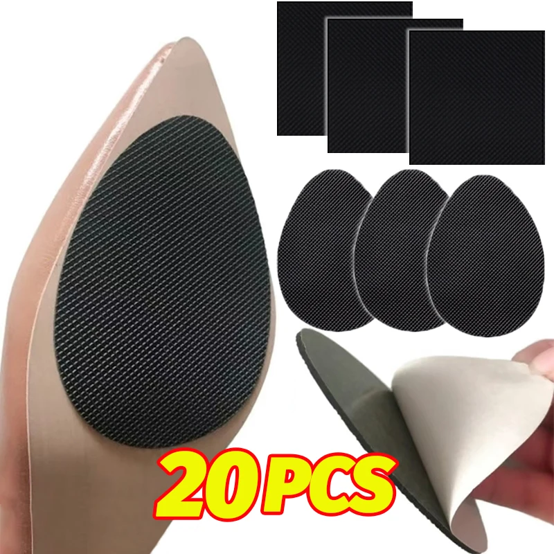 20Pcs Unisex Self-Adhesive Insole Wear-resistant Tendon Rubber Sole Non-slip Stickers High Heel Forefoot Anti-skid Pad Sole Pads