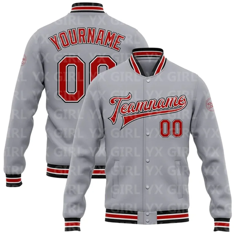 Custom Gray Purple-Gold Bomber Full-Snap Varsity Letterman Jacket 3D Printed Baseball Button Jacket