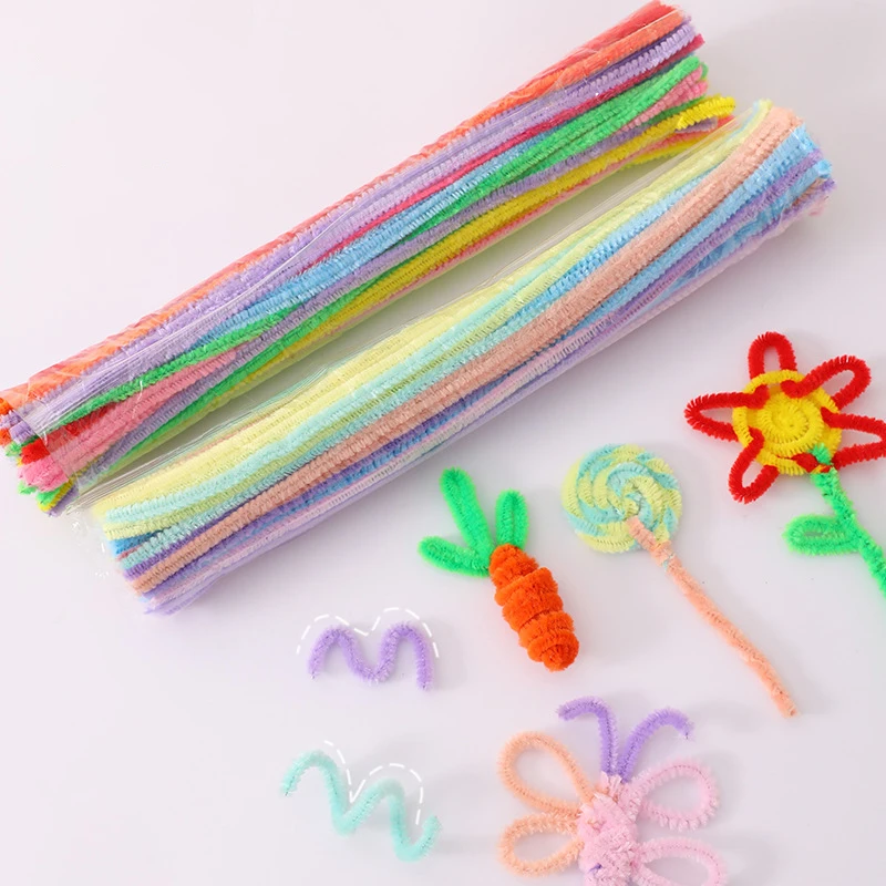 100pcs Chenille Stem Pipe Cleaners Wired Sticks Twist Stick Hair Strip Diy Craft Educational Toys