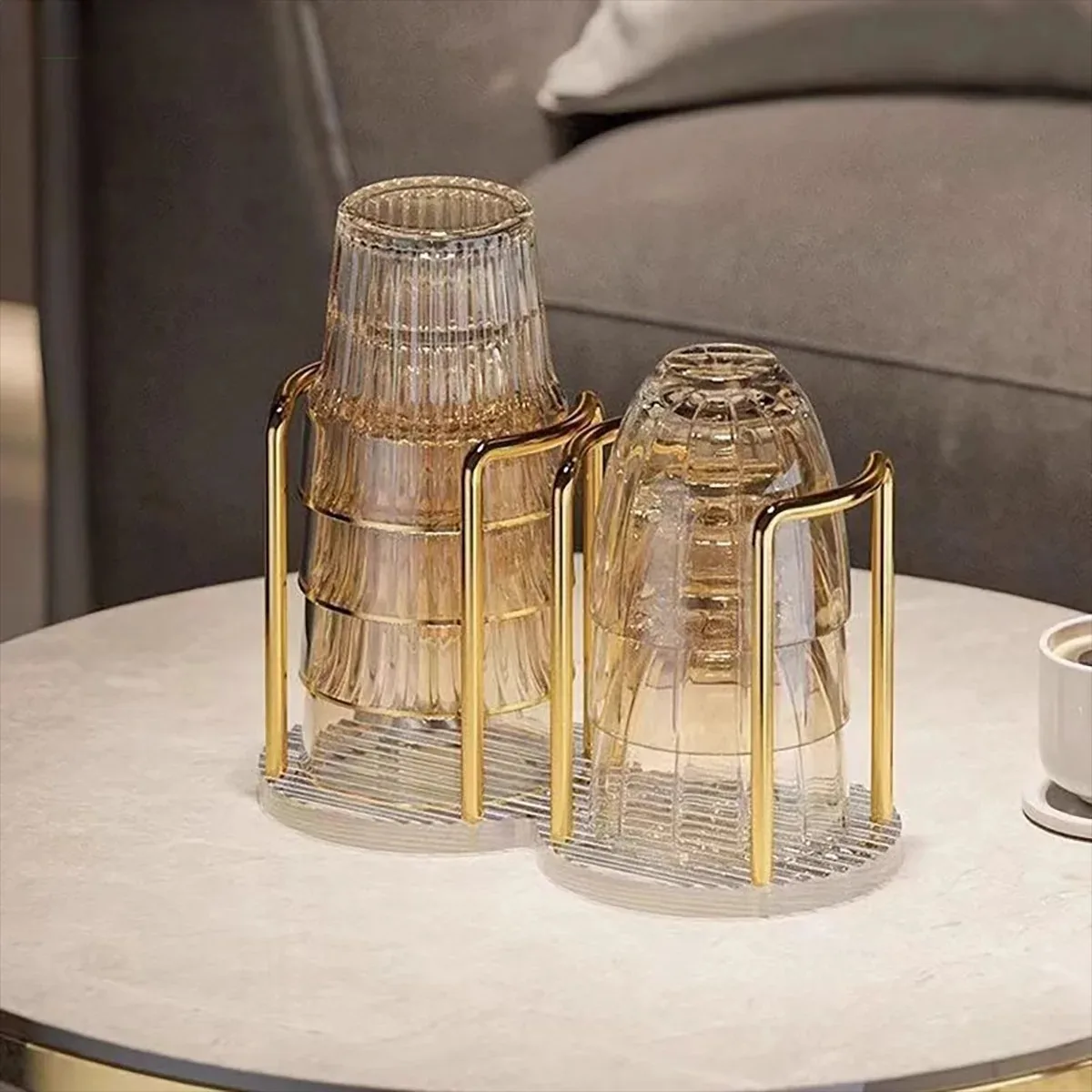 1pc Luxury Disposable Cup Storage Holder Water Tea Cups Dispenser Rack Shelf with Longer Stick Mug Display Stand Home Organizer