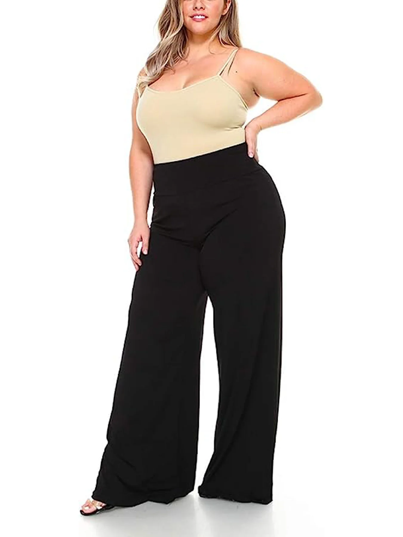 2023 new plus-size women's wear elegant loose style elastic fabric casual pants 1