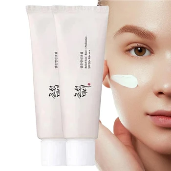 SPF50+ Sunscreen Korean Rice Probiotic Solar Blocker Skin Whitening Cream Anti UV Sun Block Facial Mild Moisturizer Serum 50ml 1
