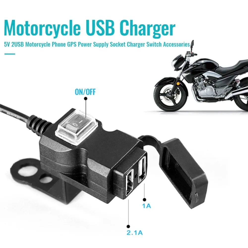 Charger mounted on motorcycle handlebar
