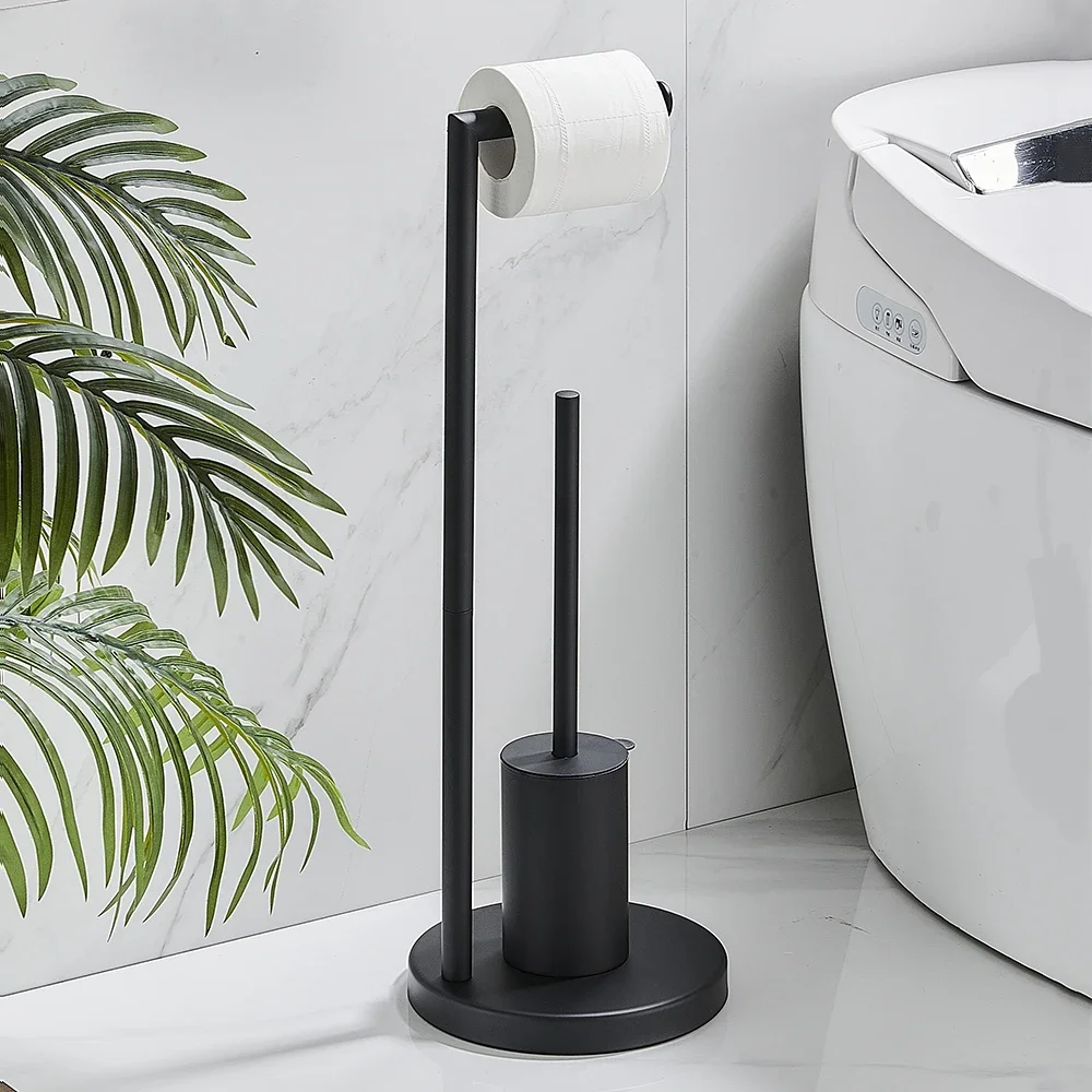 Floor Standing Toilet Paper Holder 304 Stainless Steel Integrated Toilet Brush Holder Cleaning Tools Bathroom Accessories bathroom accessories toilet brush holder