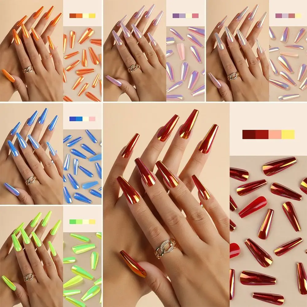 

French Long T shape Wearable Full Cover Detachable Fake Nail Tips False Nail Tips Finished Fingernail