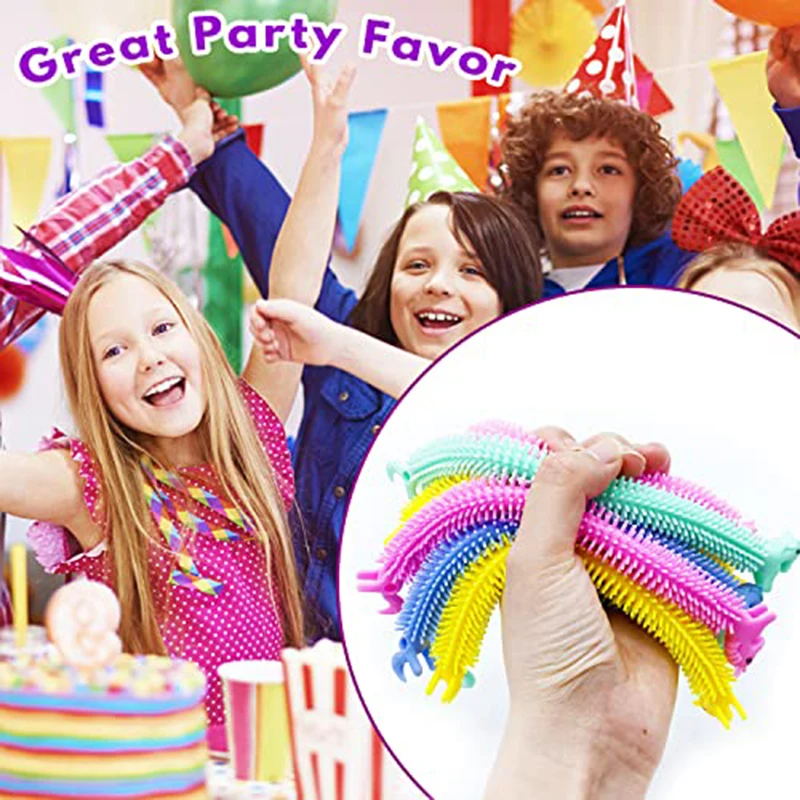 Fidget Toys 10-30PCS Unicorn Worm Noodle Fidget Toys Stretchy String Sensory Toys Stress Relief Anti Anxiety Fidget Toy for Kids Adults