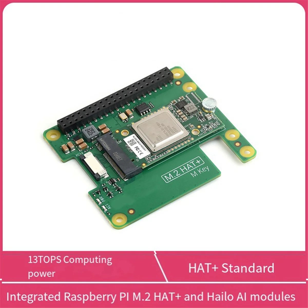 For 5 AI Kit M.2 HAT+ Al Acceleration Module 13 TOPS PCle Gen3 Ai Kit for Linux-AB01 2