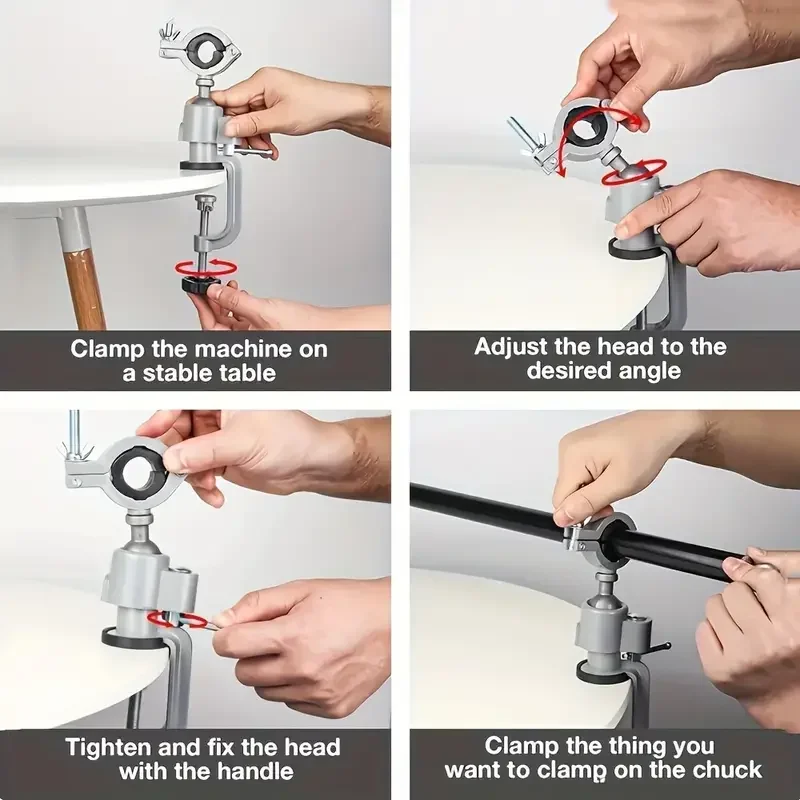 Support D'établi Universel Pour Perceuse - Rotation 360°, Réglable, En Alliage D'aluminium