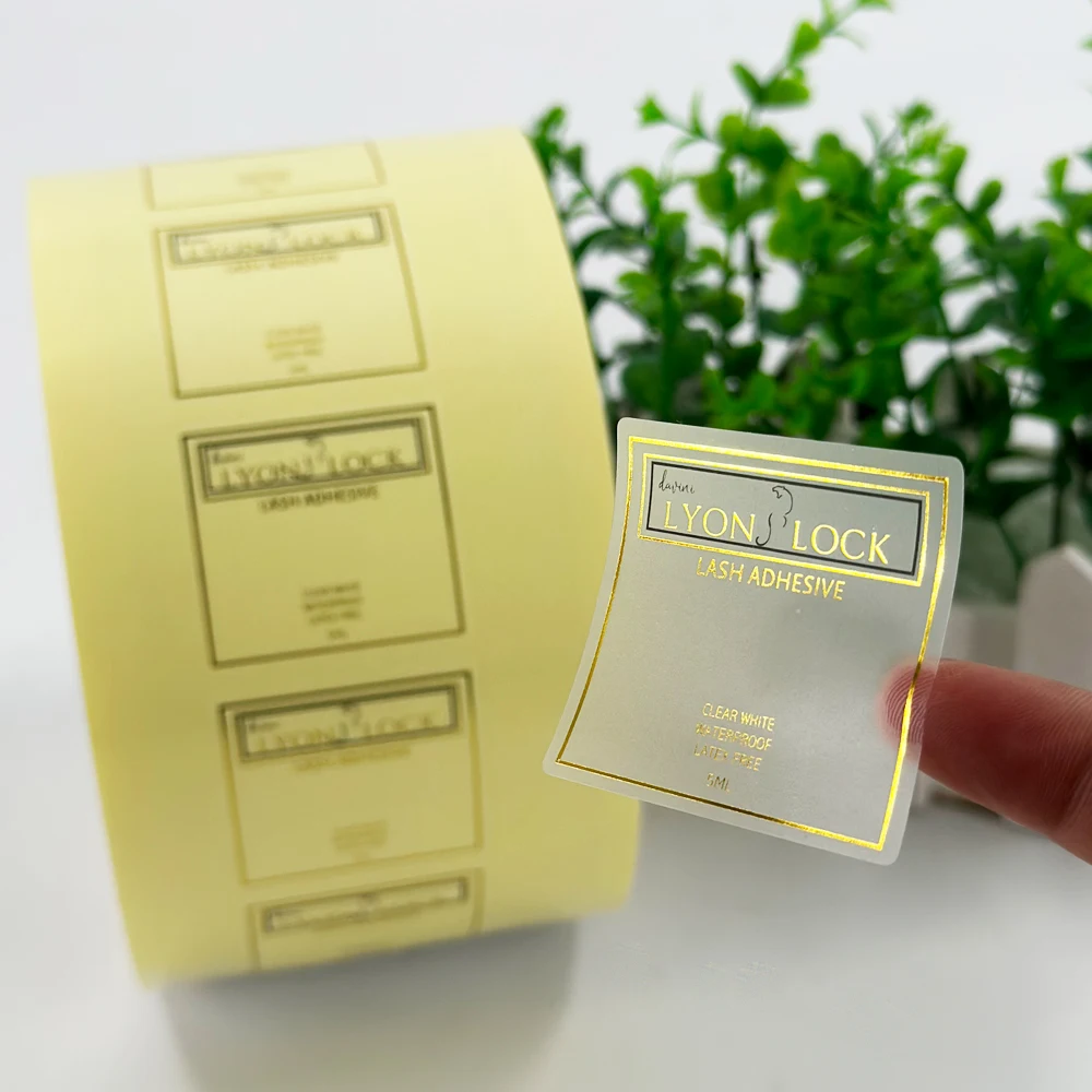 500x60mm 금박 스탬핑 금속 투명 비닐 라벨 방수 스티커 병 포장, 제조소 직접 맞춤 로고, 100 개
