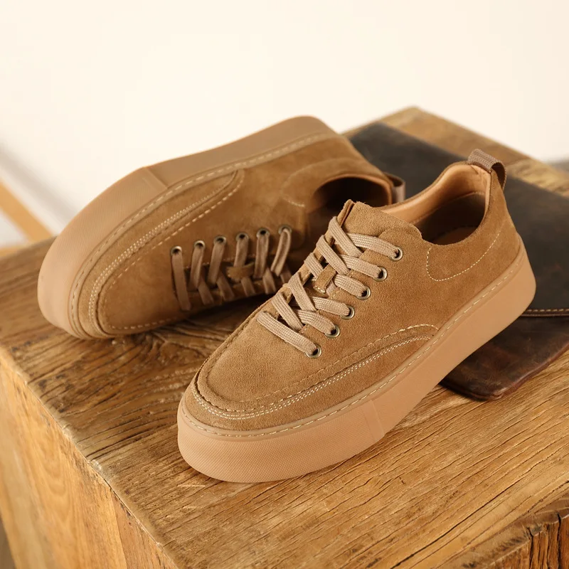 

Мужские повседневные замшевые туфли из коровьей кожи, оксфорды на шнуровке, дышащие кроссовки на плоской платформе, уличная стильная обувь, мужская обувь
