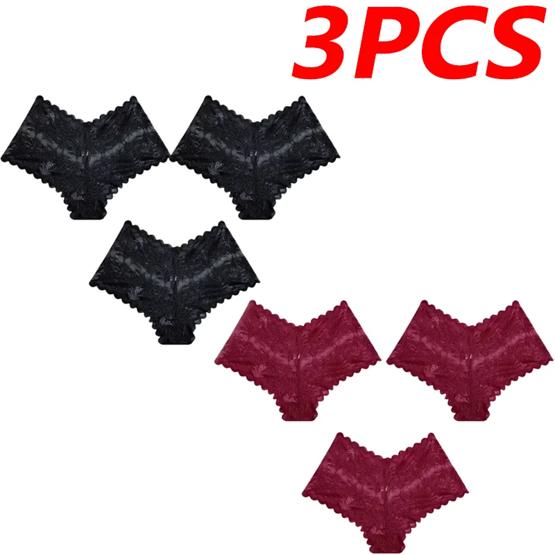 3Pcs Sexy Mesh Lingerie Panties Pure Color Polyester Lace French Knickers Briefs Shorts Underwear Breathable For Women Ladies women panties women underwear female underwear