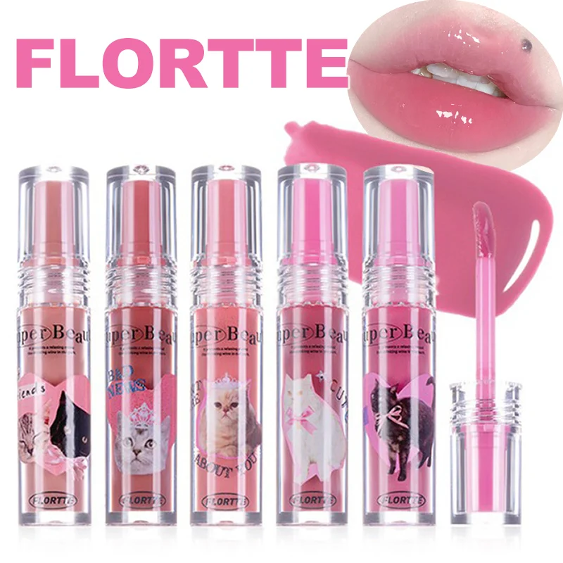 

New FLORTTE Lip Gloss DuDu Lip Gloss Lip Glaze Moisturizing Lip Glaze Moisturizing Waterproof Liquid Lips Makeup Cosmetics