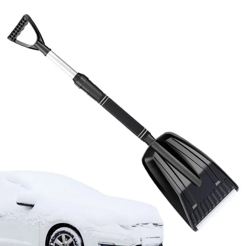 

Snow Shovel For Driveway Strain-Reducing Snow Scoop With Retractable Handle 28inch Heavy-Duty Digging Shovel For Garden Outdoor