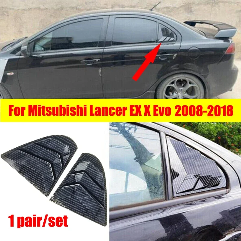For Mitsubishi Lancer EX X EVO 2008-Rear Window Side Vent Shutter Louver Cover Trim Car Accessories Auto Parts Carbon Fiber car side window louver